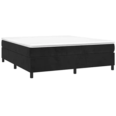 Abbildung von vidaXL Bettgestell, Polsterbett Bett für Schlafzimmer, Bettrahmen mit Lattenrost Stützbeinen, Schlafzimmerbett Doppelbett, Schwarz 160x200cm Samt