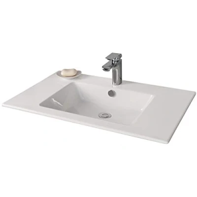 Abbildung von FACKELMANN Einbauwaschbecken &quot;Kara&quot;, Badmöbel Keramik, mit Überlauf, Breite 81 cm