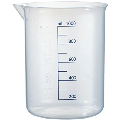 Abbildung von Vitlab Polypropylen Griffinbecher, Hohe Form, Graduiert, Transparent, 1000mL Kapazität, Höhe 147mm