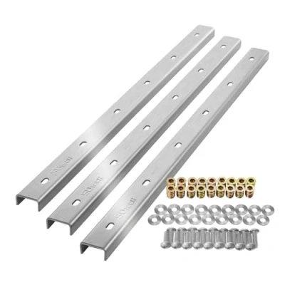 Abbildung von SOTECH Gratleisten 3 Stück U Form echt Edelstahl 90 x 4 2 cm für Tischplatten/inkl. Befestigungsschrauben und Einschraubmuffen Verstärkungsprofil, Querstrebe, Profil, Aussteifungsprofil