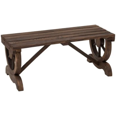 Abbildung von Gartenbank Holz Wetterfest Sitzbank Gartenmöbel Rustikale Bank Natur 98 x 50 39,5 cm