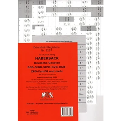 Abbildung von DürckheimRegister® HABERSACK 2022 Gesetze und §§: 366 Registeretiketten (sog. Griffregister) für den HABERSACK, C.H. Beck Verlag AT, Schulrecht, ... (BGB, StGB, StPO, HGB, ZPO, FamFG, usw.)