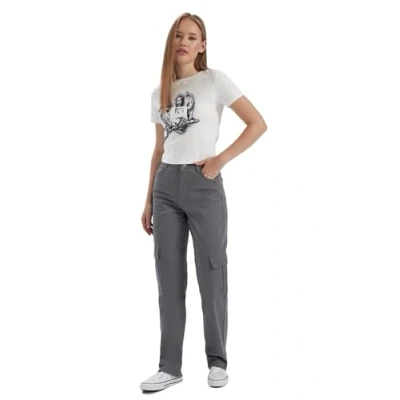Abbildung von DeFacto Bootcut Jeans Damen High Waist Stretch Schlaghose Wide Leg Weite Hose Flared Jeanshose Straight Fit Cargo
