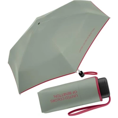 Abbildung von United Colors of Benetton Taschenregenschirm Ultra Mini Flat FS 2024 iceberg green, leuchtende Modefarben mit kontrastreichem Saum