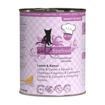 Abbildung von catz finefood Ragout N 611 Lamm &amp; Kamel Katzenfutter nass Feinkost Nassfutter für Katzen in Sauce ohne Getreide und Zucker mit hohem Fleischanteil, 6 x 380 g Dose