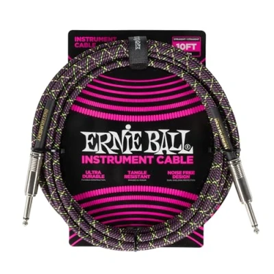 Abbildung von Ernie Ball Geflochtenes Gitarrenkabel, Gerade/Gerade, 3 m Purple Python