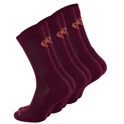 Abbildung von STARK SOUL 3 Paar Merino Socken, Damen &amp; Herren Trekkingsocken aus Merinowolle, Funktionssocken, burgund, Gr. 39 42