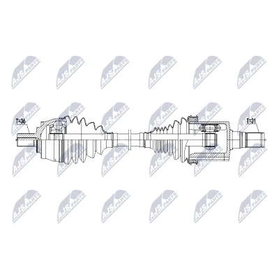 Abbildung von NTY NPW VV 158 Antriebswelle Vorderachse links 580mm Automatikgetriebe VOLVO: XC40 (536) T5 2.0 AWD, D3, D3 D4 Polestar B4 Mild Hybrid AWD