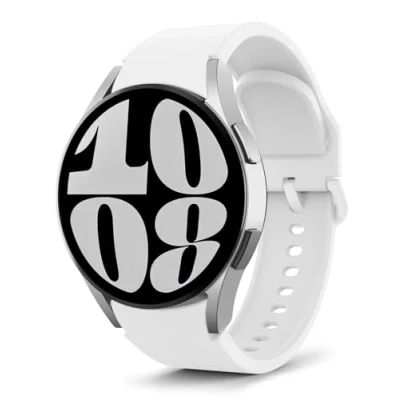 Abbildung von MoKo Armband Kompatibel mit Samsung Galaxy Watch 7 FE 6 5 4 40mm 44mm/Watch Classic 43mm 47mm/Watch Pro 45mm/Watch 42mm 46mm, Weiches Silikon Ersatzarmband, Weiß