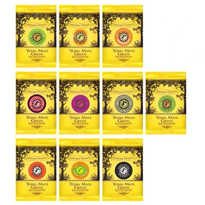 Abbildung von Mate Green Tee Set 500g 10 Beutel mit je 50 Gramm brasilianischem Früchte und Kräutermischung Kaffee Alternative Anregender