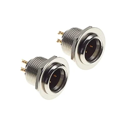 Abbildung von Mini XLR Stecker 3 poliges Gehäuse vergoldete Kontakte, Metallgehäuse männliche Buchse poliger Lötanschluss für Mikrofon Lautsprecherbuchse 2 Stück