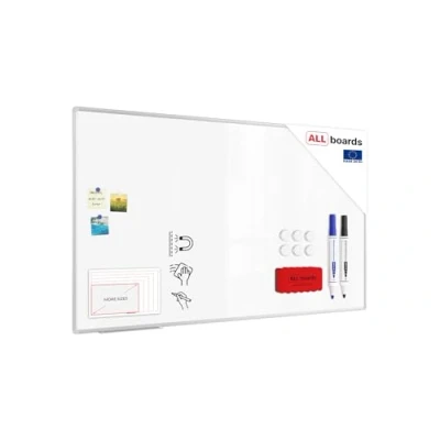Abbildung von Allboards, magnetisches Whiteboard mit Expo Alurahmen, trocken abwischbar und beschreibbar, wandmontierbar, 170 x 100 cm.