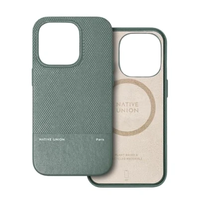 Abbildung von Native Union (Re Classic Case MagSafe kompatibel mit integrierten Magneten Aus recycelten und pflanzlichen Materialien Ultrarobust 1,8 m Fallschutz für iPhone 15 Pro (Schiefergrün)