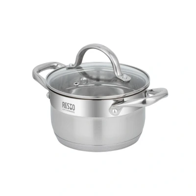 Abbildung von RESTO Kitchenware Kochtopf Rigel, Topf energiesparend und spülmaschinenfest, Edelstahl 18/10 (2 tlg), mit hitzebeständigem Glasdeckel, im Geschenkkarton