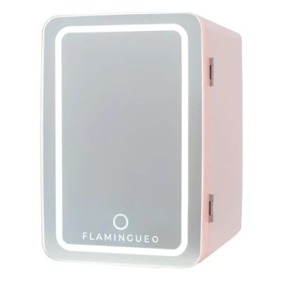 Abbildung von Flamingueo Kühlschrank Klein 6,5L Led und Spiegel, 12V/220V, Skincare Fridge, Mini Kosmetik Kühlschrank,