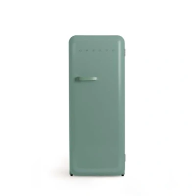 Abbildung von CREATE / RETRO FRIDGE 150 SAGE/Kühlschrank mit Gefrierfach 281L in Salbeigrün, Griff Salbeigrün 102W, niedriger Energieverbrauch, 150cm, 3 Ablagen, Temperaturregelung,60x60x150cm