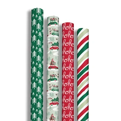 Abbildung von Clairefontaine 202084AMZC Karton mit 12 Rollen Geschenkpapier Excellia 80g, 2x0,70m, ideal für Weihnachten, Hohoho, 1
