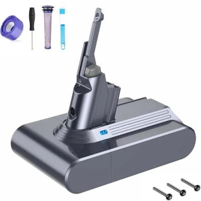 Abbildung von V7 Akku, FLYLINKTECH 6.0Ah Ersatzakku für Dyson SV11 Serie Animal Motorhead Pro Trigger Fluffy Mattress Absolute Staubsauger Mit 2 Filtern