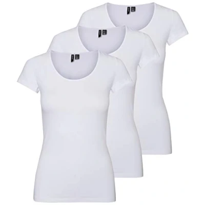 Abbildung von VERO MODA Damen VMMAXI My Soft SS U Neck GA 3PACK 10247489, Bright White/Bright White &amp; BR, S