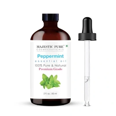 Abbildung von MAJESTIC PURE Ätherisches Pfefferminzöl mit Glaspipette 100% reines und natürliches Hochwertige ätherische Öle für Diffusoren, Haut, Aromatherapie, Massage 2 Fl Oz