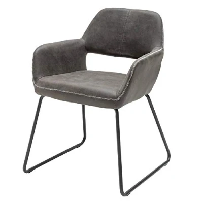 Abbildung von riess ambiente Esszimmerstuhl MUSTANG antik grau, Esszimmer · Microfaser Metall mit Armlehne Retro