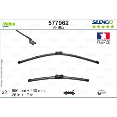 Abbildung von Scheibenwischer Valeo 577962 vorne Flachbalkenwischblatt PEUGEOT: 508 II, II SW, CUPRA: Formentor SUV, BMW: 2 Active Tourer