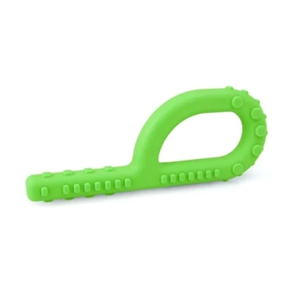 Abbildung von ARK® Grabber Standard in glatt oder texturiert mit einfacher Handhabung für Kinder durch Schlaufenform inkl. ATC Pflegeanleitung Kiefermotorik, Beißblock, Kauen (texturiert, mittel hellgrün)
