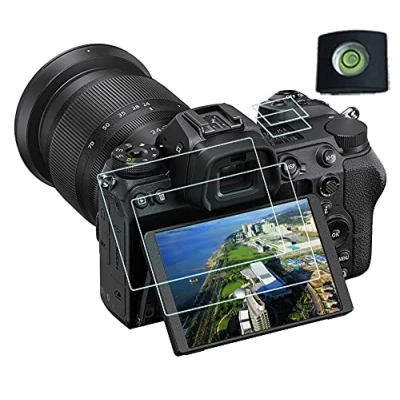 Abbildung von HUIPUXIANG Displayschutz Displayschutzfolie für Nikon Z7 II Z6 Kamera mit Blitzschuh Abdeckung, 0,3 mm High Definition, 9H Härte, optische LCD Premium Glas Schutzhülle [2+2 Pack]