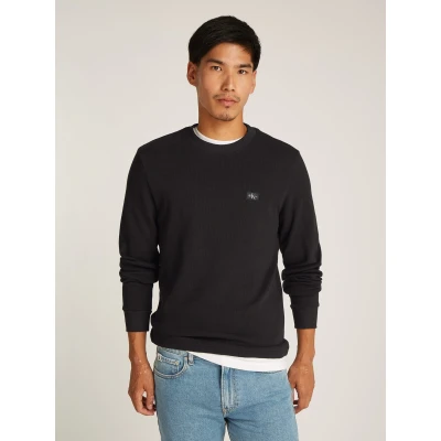 Abbildung von Calvin Klein Jeans Langarmshirt WOVEN LABEL WAFFLE LS TEE Logodruck