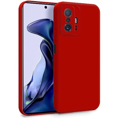 Abbildung von MyGadget Hülle für Xiaomi 11t Pro Zweilagige Handyhülle mit Kameraschutz Cover Innenfutter &amp; Silikon außen Rot