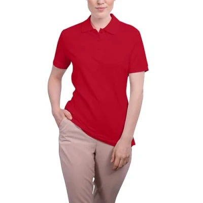 Abbildung von HRM Damen Luxury Polo, rot, Gr. 2XL I Premium Polo Shirt aus 100% Baumwolle Basic Polohemd bis 60C farbecht waschbar Hochwertige &amp; nachhaltige Oberteile