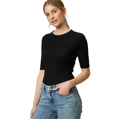 Abbildung von zero MIT Rundhalsausschnitt Tshirt basic, Damen, Größe: 40, Black beauty