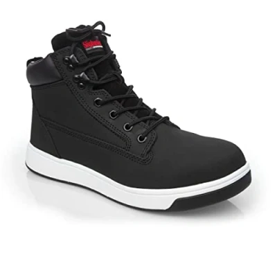 Abbildung von Slipbuster Slip Resistant Sneaker Boots mit Stahlkappen, Schwarz, Größe: UK 10.5/EU 45, S1 SRC Rated, Nubukleder, Schuhe für die Gastronomie, Sicherheitsschuhe, BB422 45