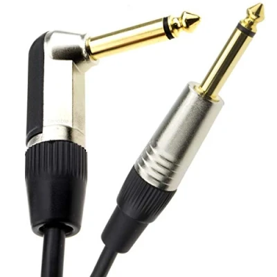 Abbildung von Vergoldeten Rechts Abgewinkelt Mono Klinkenstecker 6,35 mm Guitar/Amp Verluste Lärm Kabel Anschlusskabel 3 m [3 Meter/3m]