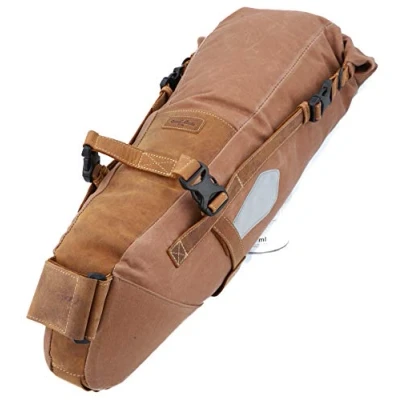Abbildung von Gusti Lenkertasche Leder Romain M. Satteltasche Fahrradtasche Gepäcktasche Beutel Ledertasche Vintage Braun und Canvas