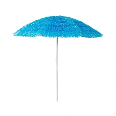 Abbildung von Mojawo Hawaii Strandschirm Sonnenschirm Strand Schirm Sonnenschutz Gartenschirm Bastschirm knickbar Polyester Blau Ø1,6m