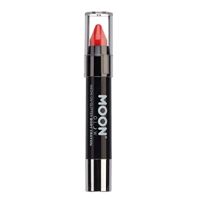 Abbildung von Moon Glow, Neon UV Glitzer Gesichtsmalstift/Körperkreiden Make up für Gesicht und Körper, leuchtet hell unter Beleuchtung (Rot, 1 Stück)