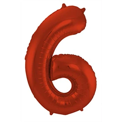 Abbildung von Folienballon Zahl 6 Rot Metallic Matte 86cm