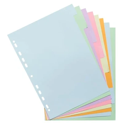 Abbildung von Exacompta Ref. 1608E Karton mit 30 Registern aus Pastellkarton 170 g/m² Forever 8 neutralen Format zum Abheften A4 Maße 22,5 x 29,7 cm Pastellfarben sortiert