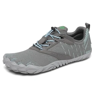 Abbildung von SAGUARO Barfußschuhe Herren Barfussschuhe Damen Barfuss Schuhe Zehenschuhe Outdoor Fitnessschuhe rutschfest Traillaufschuhe Barefoot Shoes mit Zero Drop Solhe Französisch Grau,Gr.41
