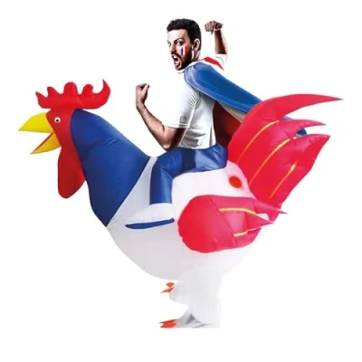 Abbildung von AirSuit® Aufblasbares Kostüm Frankreich Fan Ausgefallenes Auflbaskostüm Premium Qualität Größe 160 bis 190cm Polyester Angenehm tragbar Resistent Mit Aufblassystem OriginalCup®
