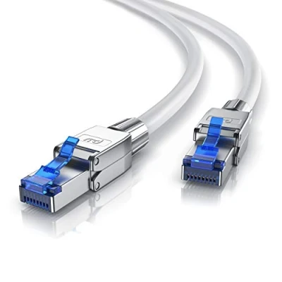Abbildung von CSL 0,25m 25cm Cat 8 LAN Kabel Netzwerkkabel Glasfaser Hochgeschwindigkeit 40 Gbit/s 2000 MHz Ethernet Patch 8.1 Feldkonfektionierbare RJ45 Stecker 0,25 Meter Weiß