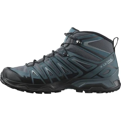 Abbildung von Salomon X Ultra Pioneer Mid Gore Tex Waterproof Men&#039;s Outdoor Shoes, All weather, Secure foothold, and Stable &amp; cushioned, Ebony, 9.5