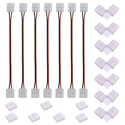 Abbildung von LED Streifen Eckverbinder 2 Polig Strip Verbinder Schnellverbinder für 8mm Breite SMD 3528 2835 Band Verlängerung Stripe Steckverbinder Winkel Anschlusskabel, 17cm Lang