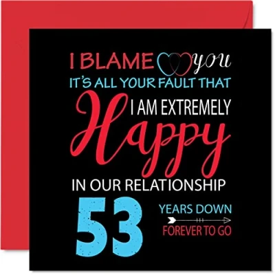 Abbildung von Stuff4 Lustige Grußkarte zum 63. Jahrestag für Ehemann, Ehefrau, Your Fault I&#039;m Extremely Happy 53. Hochzeitstag, 145 mm x