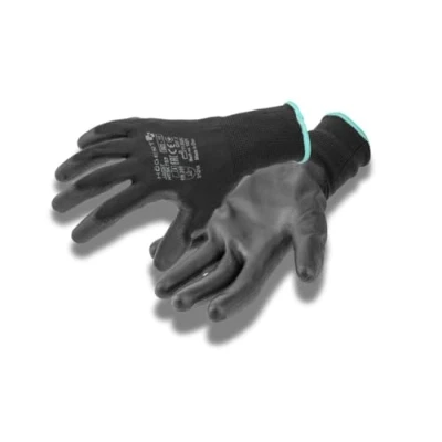 Abbildung von Högert Technik JAGST Handschuhe mit Polyurethanbeschichtung, schwarz, Größe 11, 12 Paar/Packung, abriebfest und flexibel, ideal für präzise Montagearbeiten
