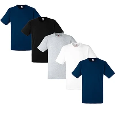 Abbildung von Fruit of the Loom Herren Regular Fit T Shirt Heavy Cotton Tee 5 Pack,2Navy/1Weiss/1Schwarz/1Grau XXL