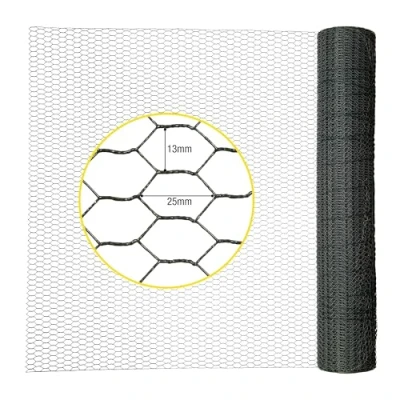 Abbildung von horizont Maschendrahtzaun 100cm Höhe 25m Länge, grau PVC ummantelt, Maschenweite 13x25mm Sechseckgeflecht, Drahtgitter feinmaschig, Hasendraht, Hühnerzaun, Drahtzaun, Kaninchendraht, Hasengitter