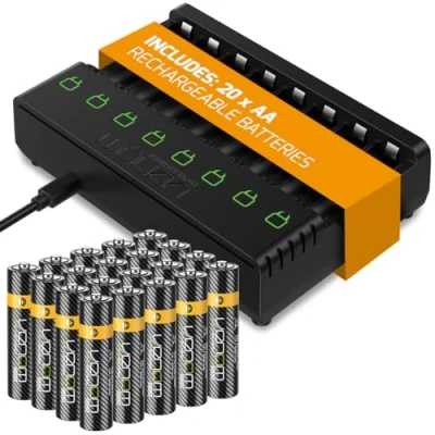 Abbildung von Venom Power 8 Wege Ladestation + 20 x AA 1000 mAh wiederaufladbare Batterien