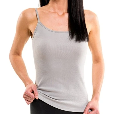 Abbildung von HERMKO 1560 3er Pack Damen Träger Top aus 100% Bio Baumwolle, Farbe:grau, Größe:40/42 (M)